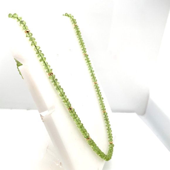 Peridot Bead Choker Necklace with 14K Yellow Gold Beads | August's Birthstone - Picture 2 of 3